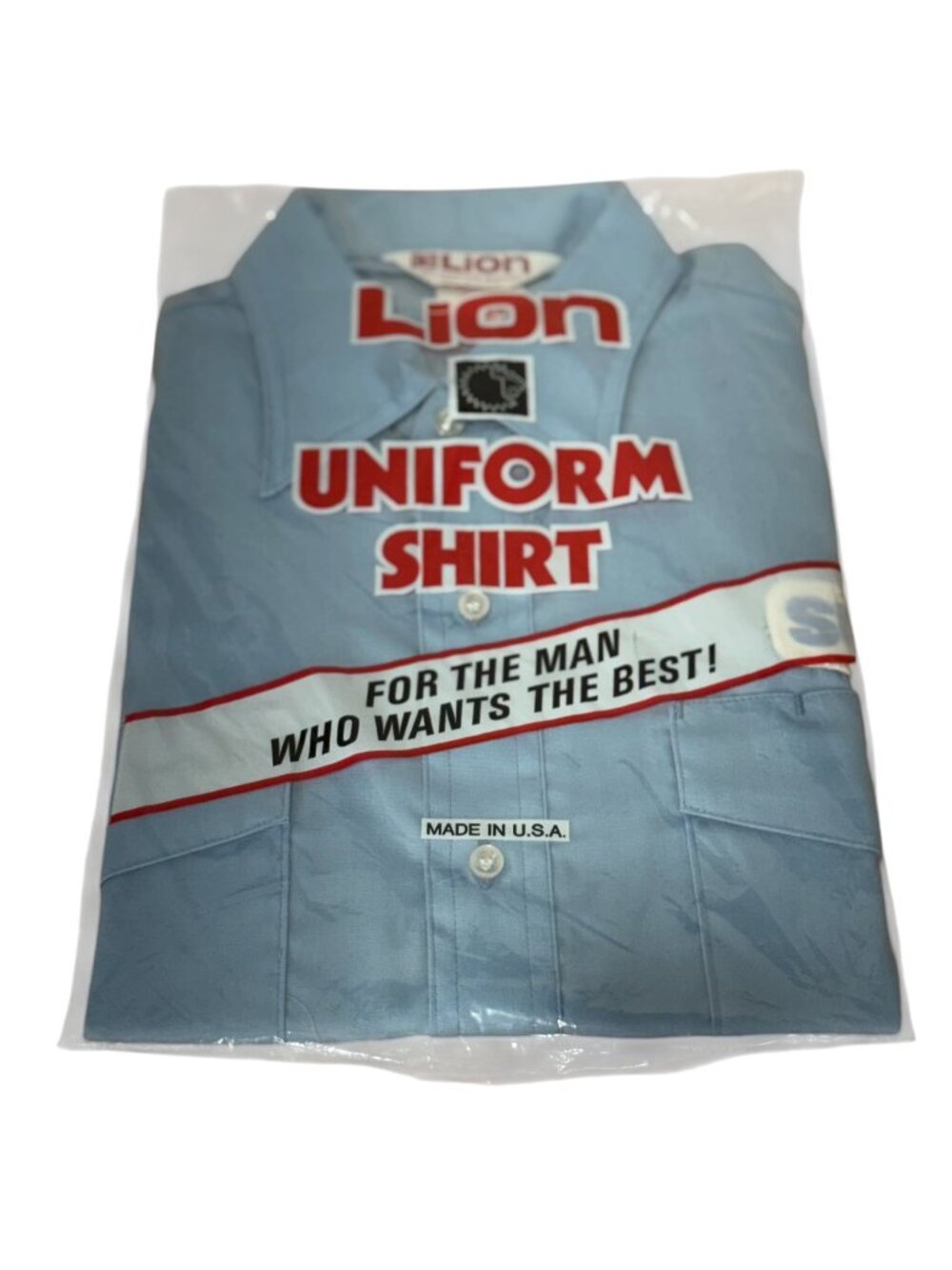 Lion Sun Oil Uniform Shirt Large Short Sleeve 70s NOS Blue